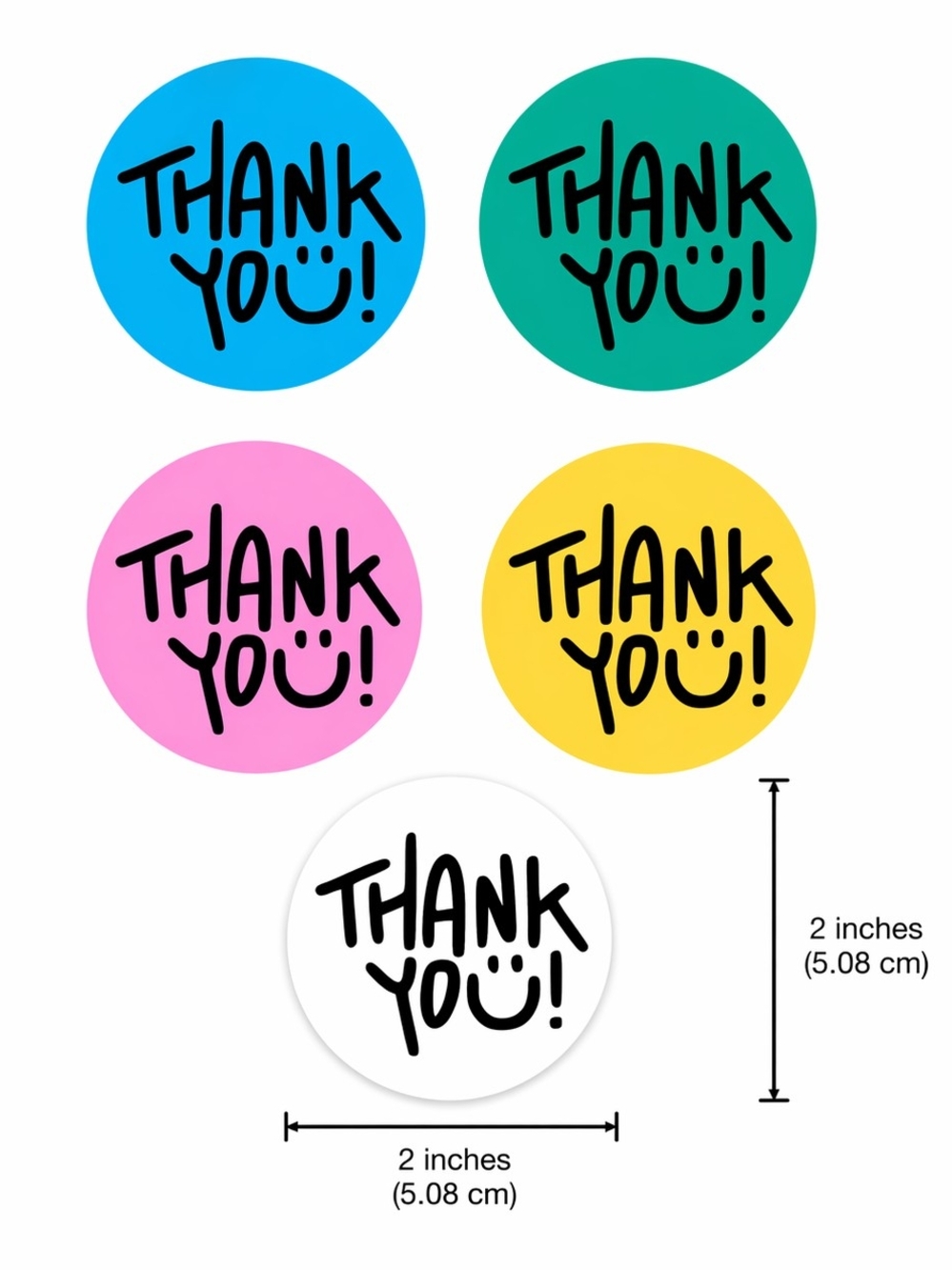 100 Thank You Stickers 2 Inch Round Small Business Packaging Labels and Sealers - Picture 2 of 6